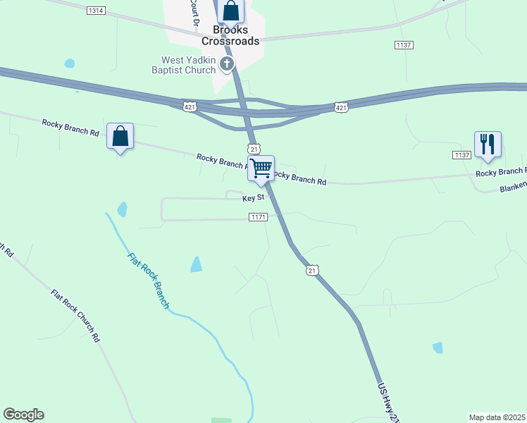 map of restaurants, bars, coffee shops, grocery stores, and more near 2825 U.S. 21 in Hamptonville
