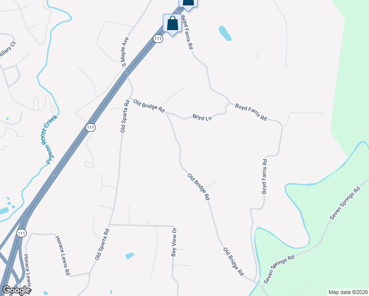 map of restaurants, bars, coffee shops, grocery stores, and more near 3790 Old Bridge Road in Cookeville