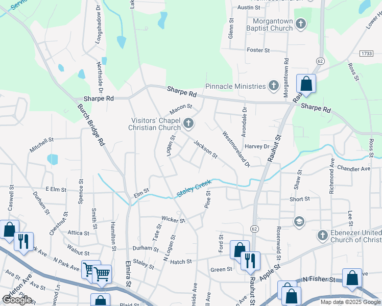 map of restaurants, bars, coffee shops, grocery stores, and more near 1002 Madison Street in Burlington