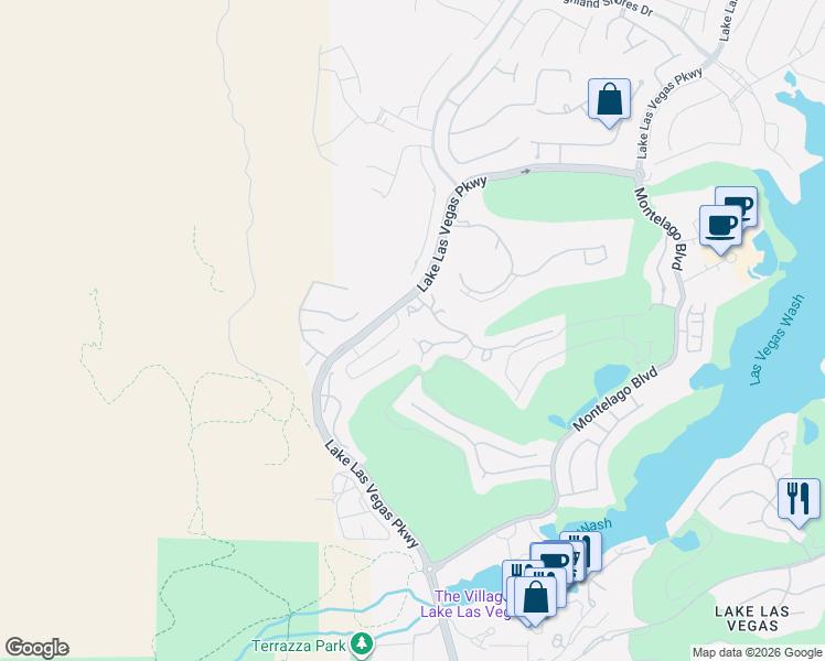 map of restaurants, bars, coffee shops, grocery stores, and more near 18 Cerchio Basso in Henderson