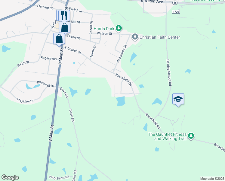map of restaurants, bars, coffee shops, grocery stores, and more near 702 Quail Court in Creedmoor