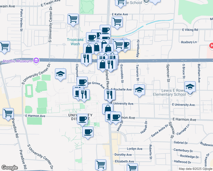 map of restaurants, bars, coffee shops, grocery stores, and more near in Las Vegas