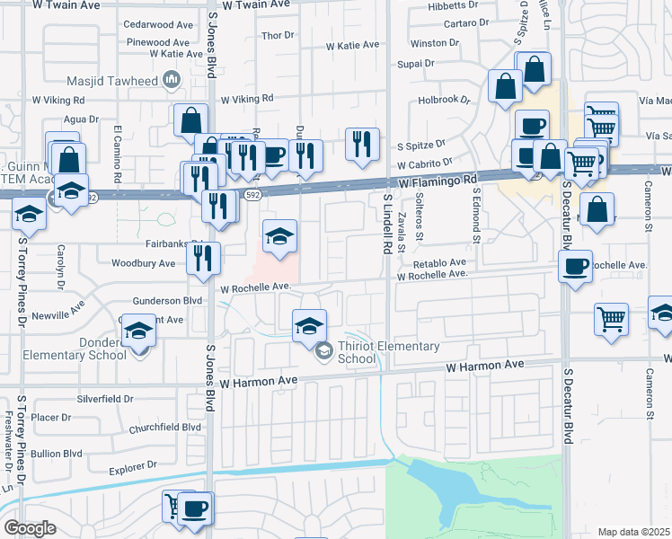 map of restaurants, bars, coffee shops, grocery stores, and more near 4274 Rollingstone Drive in Las Vegas
