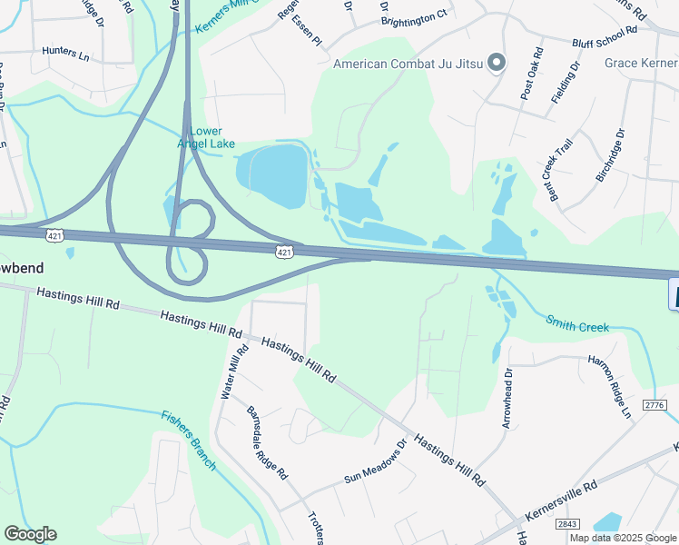 map of restaurants, bars, coffee shops, grocery stores, and more near 117 Bluff School Road in Kernersville