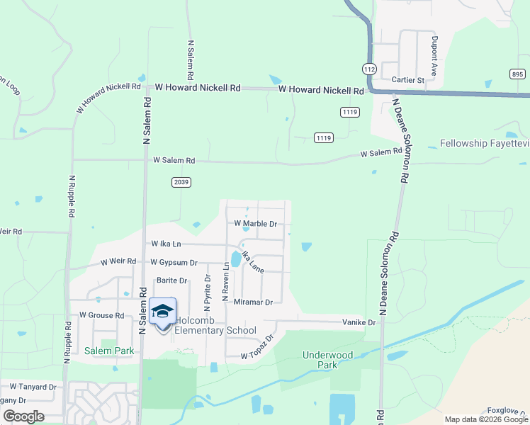 map of restaurants, bars, coffee shops, grocery stores, and more near 2899 West Marble Drive in Fayetteville
