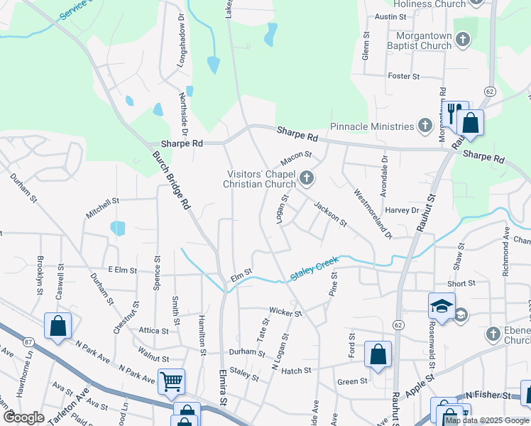 map of restaurants, bars, coffee shops, grocery stores, and more near 801 Lakeside Avenue in Burlington