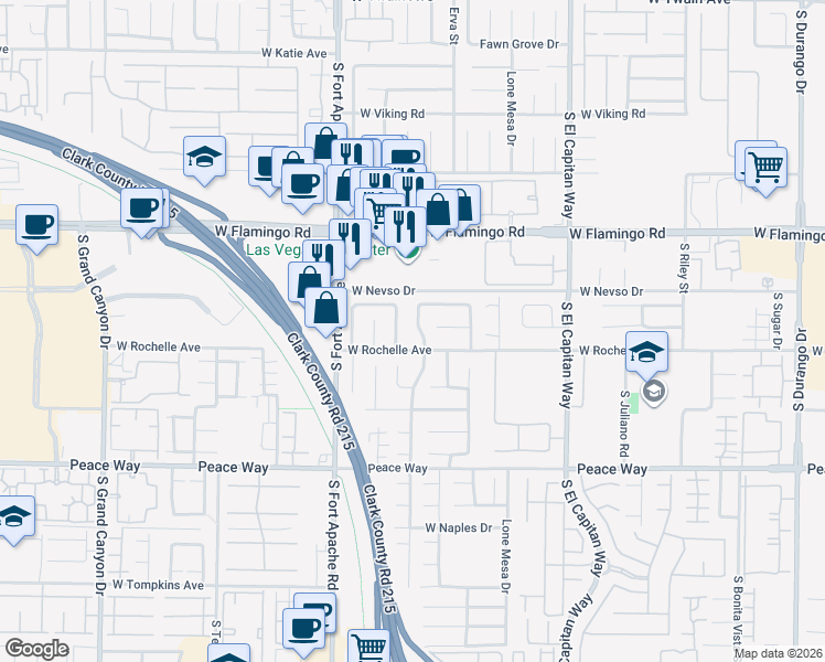 map of restaurants, bars, coffee shops, grocery stores, and more near 4216 Sky Sands Street in Las Vegas
