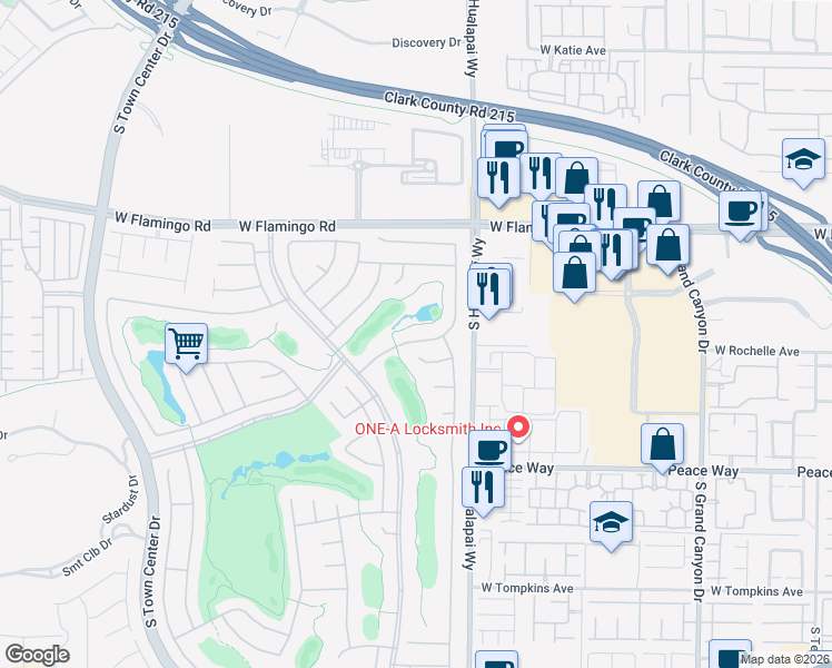 map of restaurants, bars, coffee shops, grocery stores, and more near 10276 Romantico Drive in Las Vegas