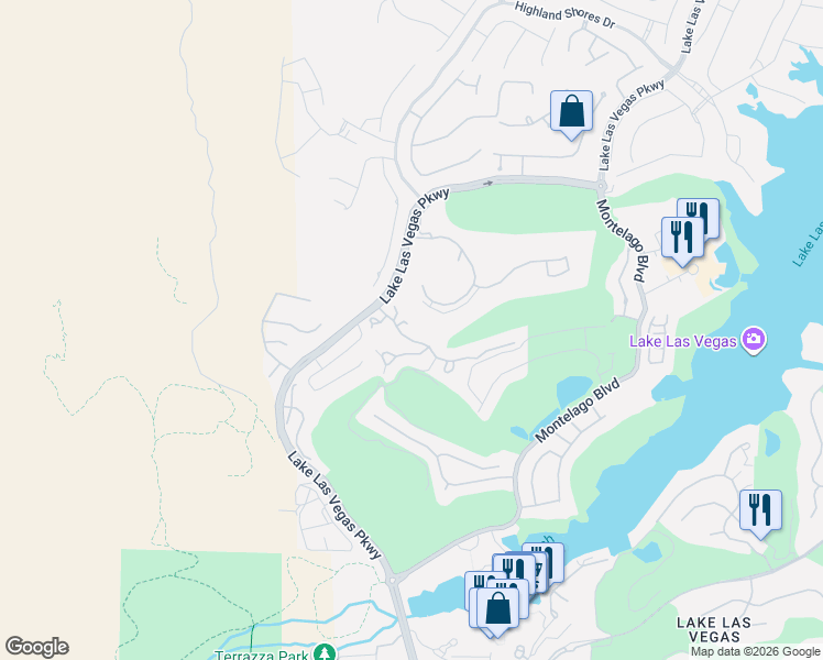 map of restaurants, bars, coffee shops, grocery stores, and more near 10 Strada Principale in Henderson