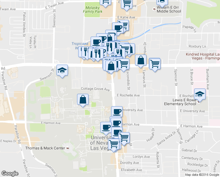 map of restaurants, bars, coffee shops, grocery stores, and more near 4248 Cottage Circle in Las Vegas