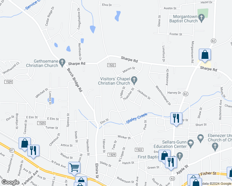 map of restaurants, bars, coffee shops, grocery stores, and more near 801 Lakeside Avenue in Burlington