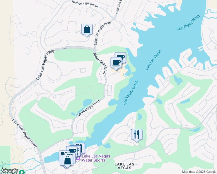 map of restaurants, bars, coffee shops, grocery stores, and more near 41 Via Verso Lago in Henderson