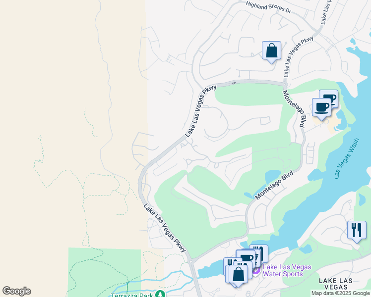 map of restaurants, bars, coffee shops, grocery stores, and more near 18 Cerchio Alto in Henderson