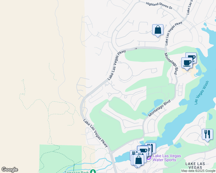 map of restaurants, bars, coffee shops, grocery stores, and more near 18 Cerchio Alto in Henderson