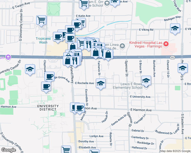 map of restaurants, bars, coffee shops, grocery stores, and more near 4255 Tamarus Street in Las Vegas