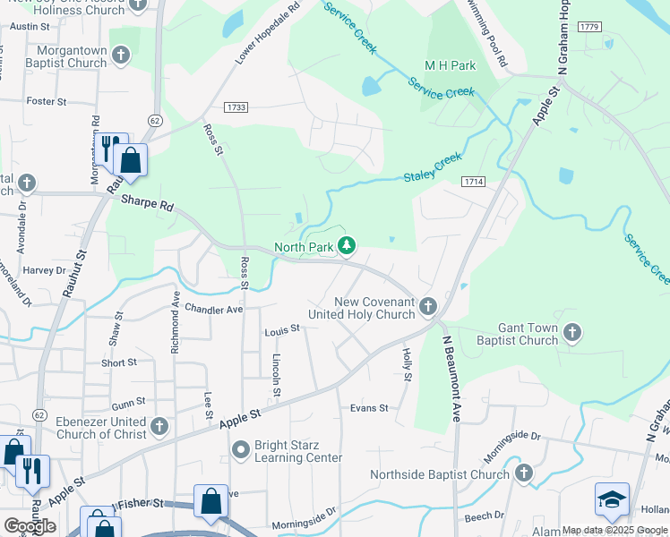 map of restaurants, bars, coffee shops, grocery stores, and more near 849 Sharpe Road in Burlington