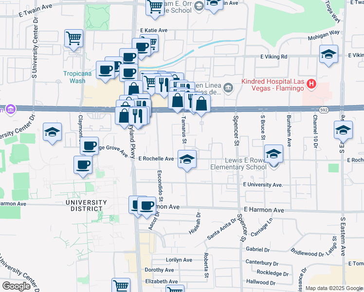 map of restaurants, bars, coffee shops, grocery stores, and more near 4255 Tamarus Street in Las Vegas