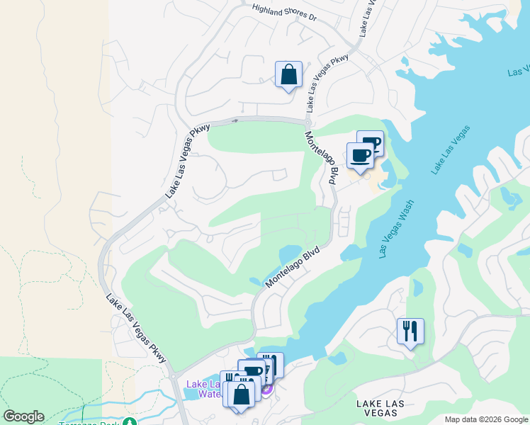 map of restaurants, bars, coffee shops, grocery stores, and more near 64 Reflection Cove Drive in Henderson