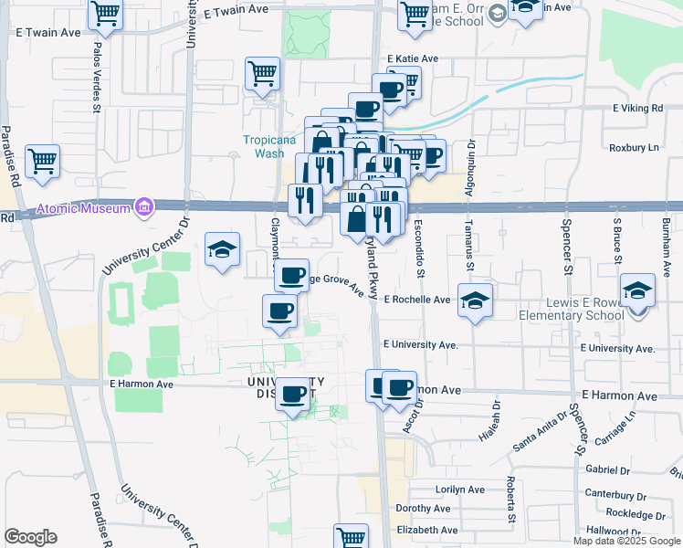 map of restaurants, bars, coffee shops, grocery stores, and more near 4248 Cottage Circle in Las Vegas