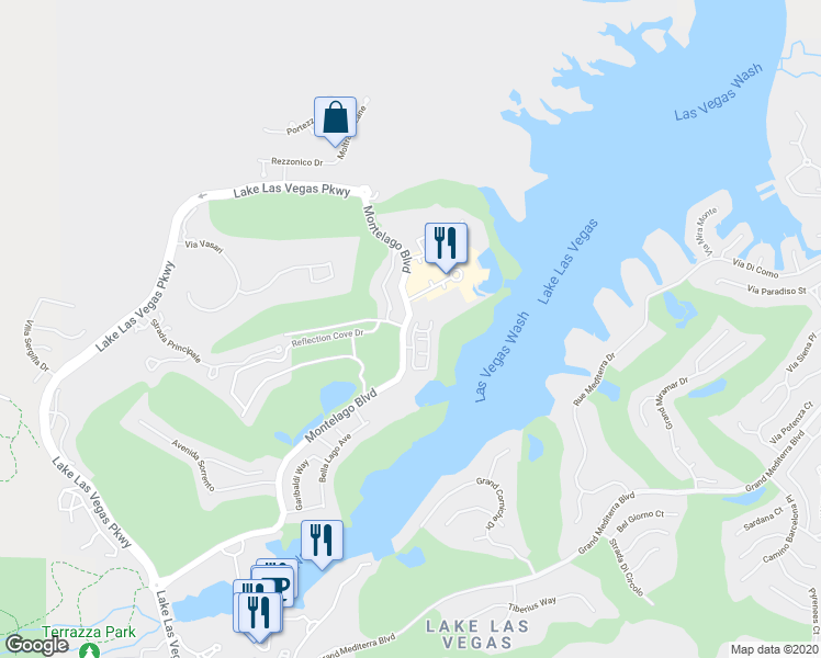 map of restaurants, bars, coffee shops, grocery stores, and more near 45 Via Di Vita in Henderson