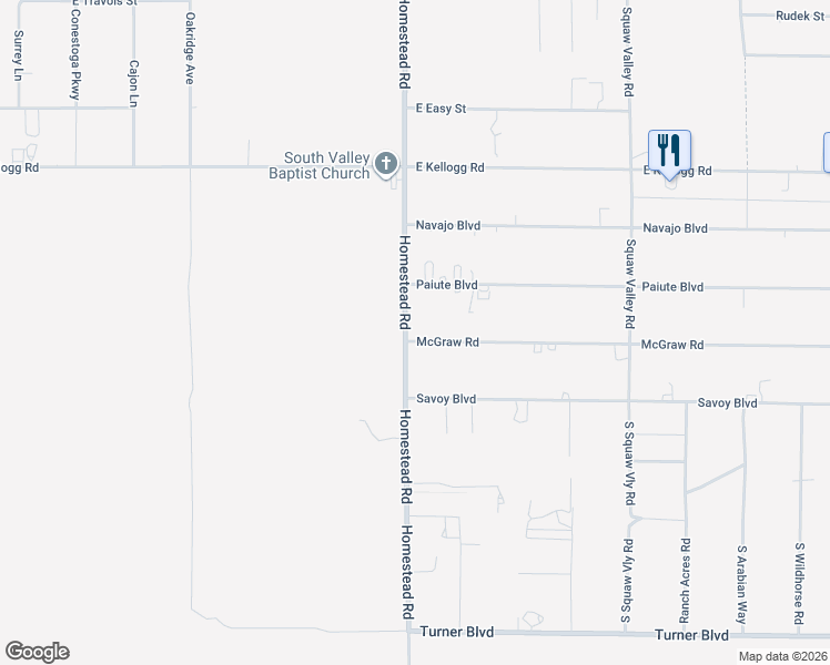 map of restaurants, bars, coffee shops, grocery stores, and more near 3000 McGraw Road in Pahrump