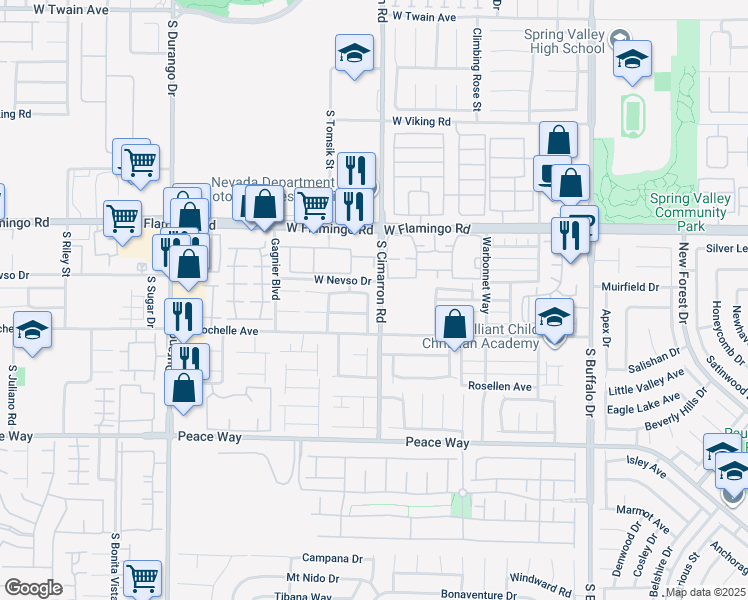 map of restaurants, bars, coffee shops, grocery stores, and more near 4238 Applause Way in Las Vegas