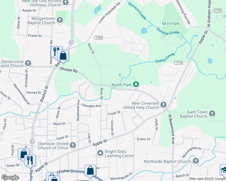 map of restaurants, bars, coffee shops, grocery stores, and more near 850 Sharpe Road in Burlington