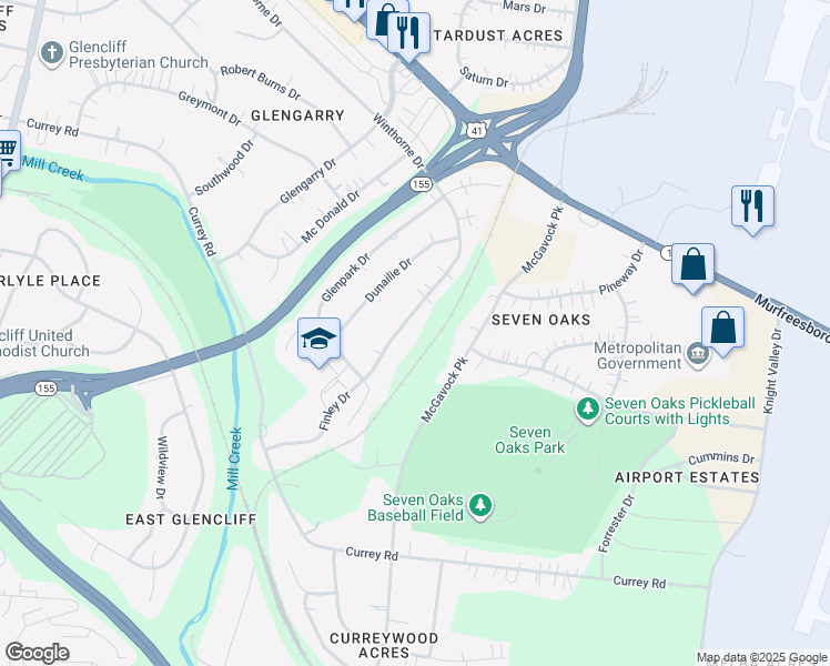 map of restaurants, bars, coffee shops, grocery stores, and more near 1402 Winthorne Drive in Nashville