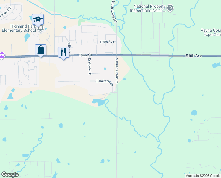 map of restaurants, bars, coffee shops, grocery stores, and more near 3214 East Peachtree Avenue in Stillwater