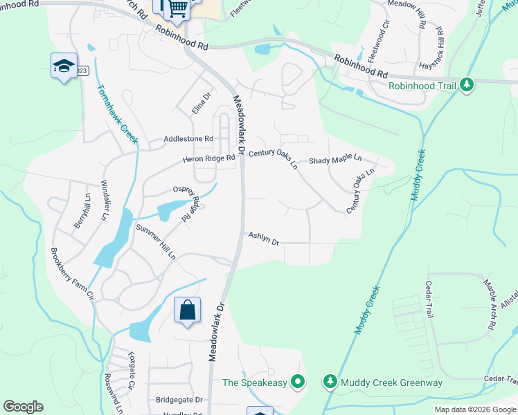 map of restaurants, bars, coffee shops, grocery stores, and more near 901 Meadowlark Dr in Winston-Salem