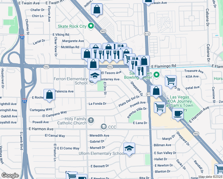 map of restaurants, bars, coffee shops, grocery stores, and more near 4784 El Escorial Drive in Las Vegas