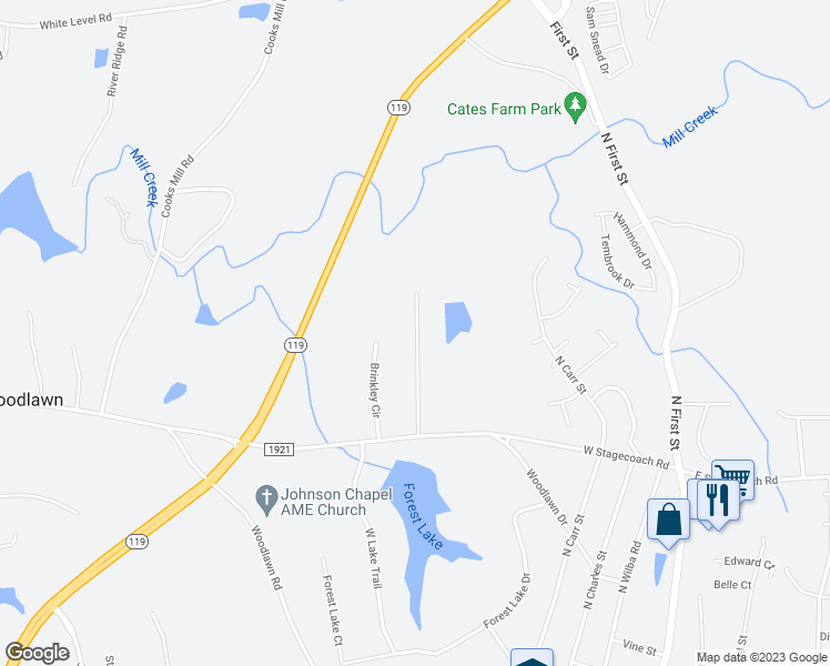 map of restaurants, bars, coffee shops, grocery stores, and more near 4870 Mebane Rogers Road in Mebane