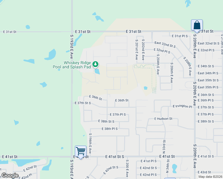 map of restaurants, bars, coffee shops, grocery stores, and more near 19809 East 36th Street in Broken Arrow