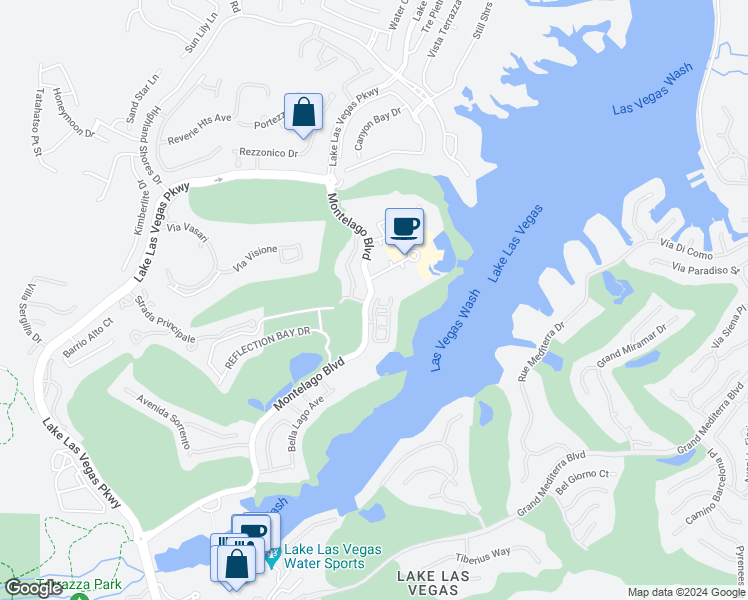 map of restaurants, bars, coffee shops, grocery stores, and more near 51 Via Di Vita in Henderson