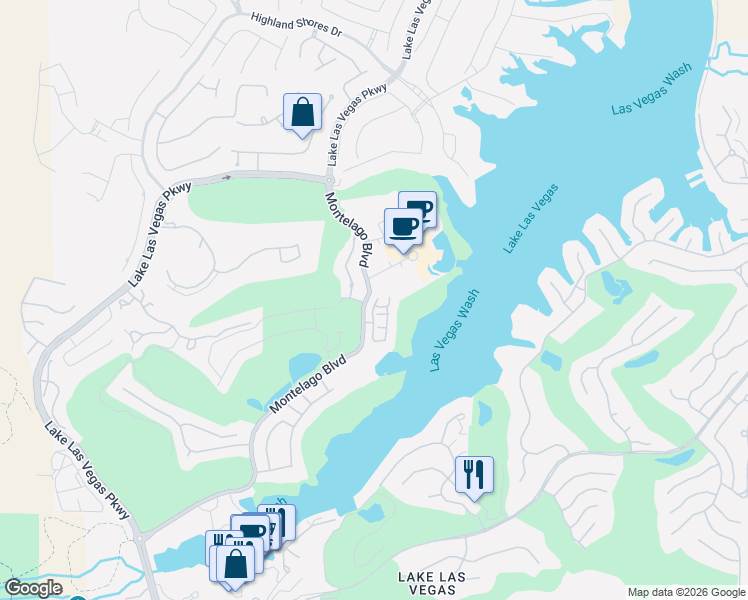 map of restaurants, bars, coffee shops, grocery stores, and more near 41 Via Verso Lago in Henderson