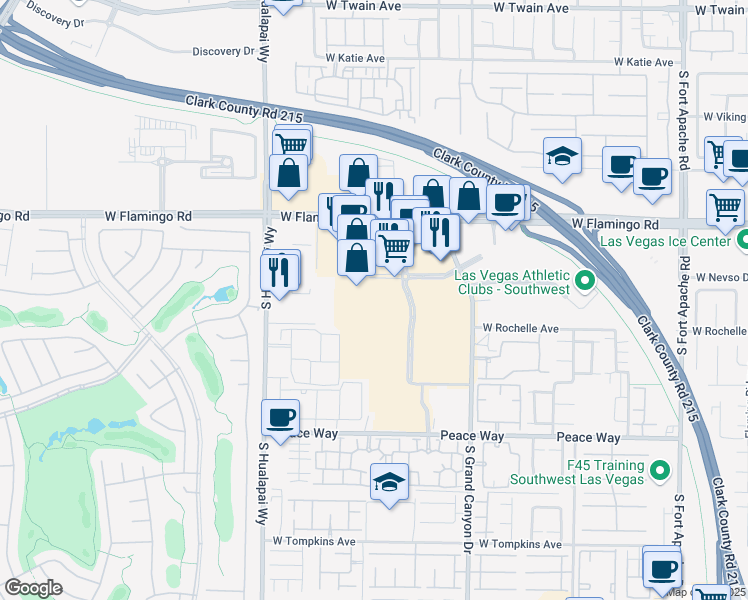 map of restaurants, bars, coffee shops, grocery stores, and more near 4265 S Grand Canyon Dr in Las Vegas