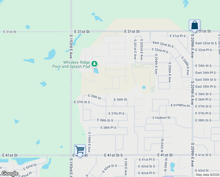 map of restaurants, bars, coffee shops, grocery stores, and more near 19809 East 36th Street in Broken Arrow