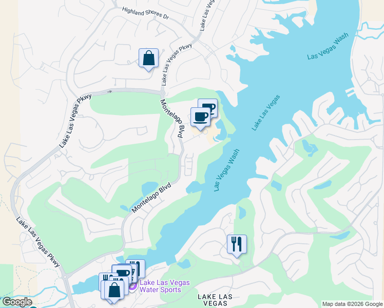 map of restaurants, bars, coffee shops, grocery stores, and more near 41 Via Verso Lago in Henderson
