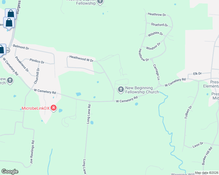 map of restaurants, bars, coffee shops, grocery stores, and more near 1000 Heathwood West Drive in Cookeville
