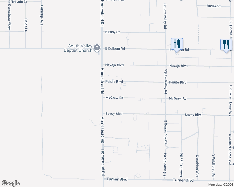 map of restaurants, bars, coffee shops, grocery stores, and more near 3100 McGraw Road in Pahrump