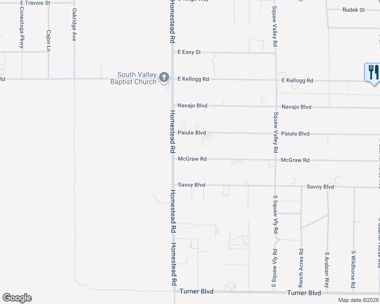 map of restaurants, bars, coffee shops, grocery stores, and more near 3100 McGraw Road in Pahrump