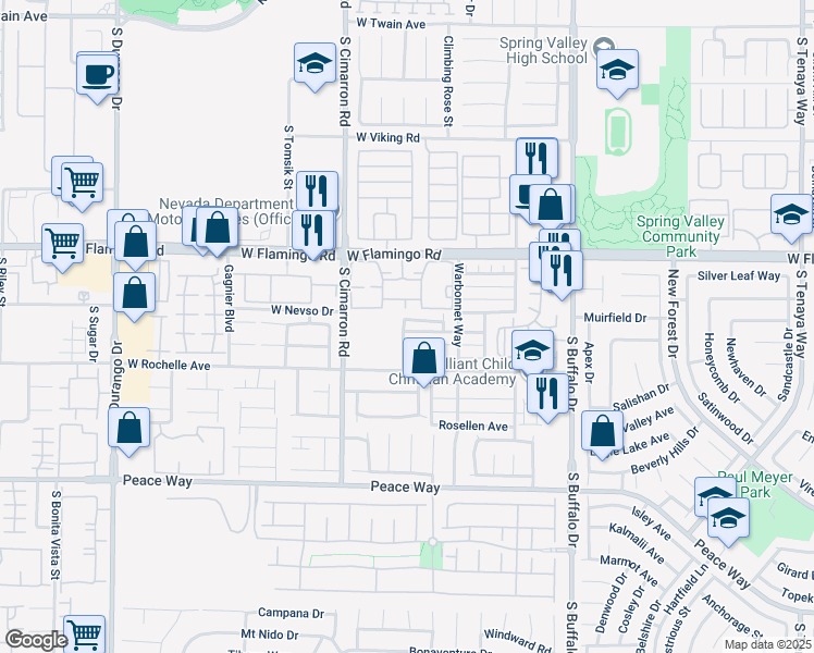 map of restaurants, bars, coffee shops, grocery stores, and more near 8096 Simone Avenue in Las Vegas