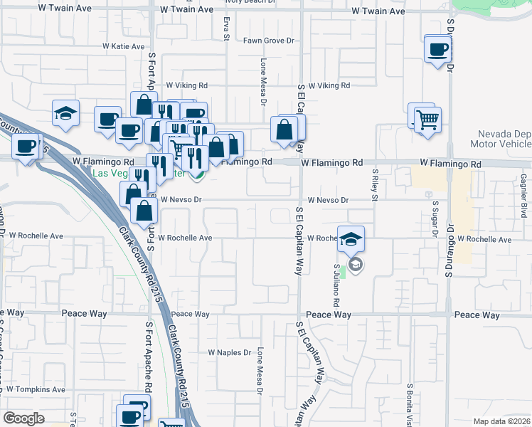map of restaurants, bars, coffee shops, grocery stores, and more near 4241 Ivory Nut Street in Las Vegas