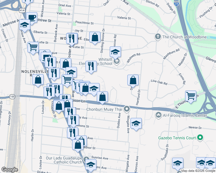 map of restaurants, bars, coffee shops, grocery stores, and more near 2818 Saint Edwards Drive in Nashville