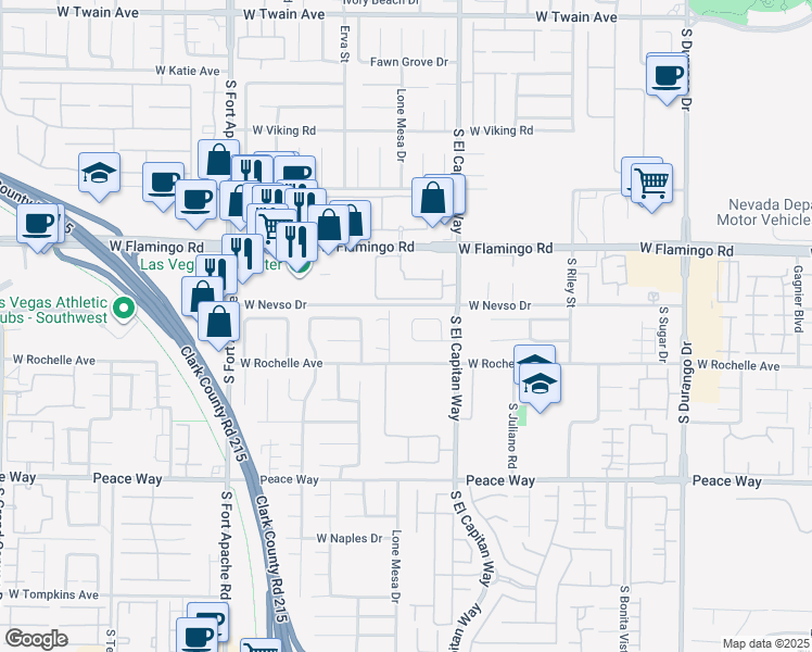 map of restaurants, bars, coffee shops, grocery stores, and more near 4231 Ivory Nut Street in Las Vegas