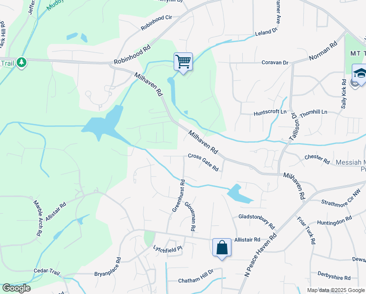 map of restaurants, bars, coffee shops, grocery stores, and more near 4025 Loyelisa Court in Winston-Salem