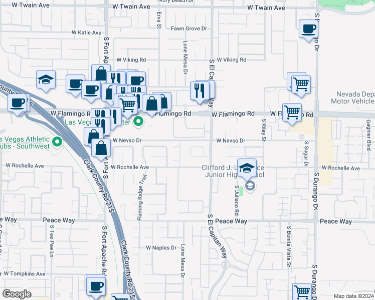 map of restaurants, bars, coffee shops, grocery stores, and more near 4241 Ivory Nut Street in Las Vegas