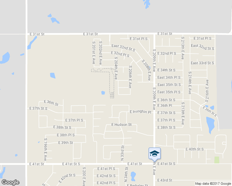 map of restaurants, bars, coffee shops, grocery stores, and more near 3534 South 204th East Avenue in Broken Arrow