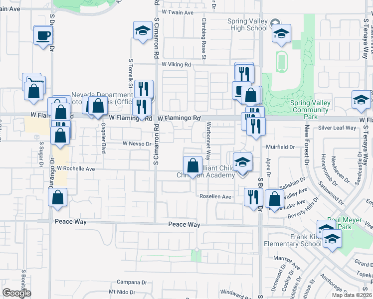 map of restaurants, bars, coffee shops, grocery stores, and more near 8091 Michelena Avenue in Las Vegas