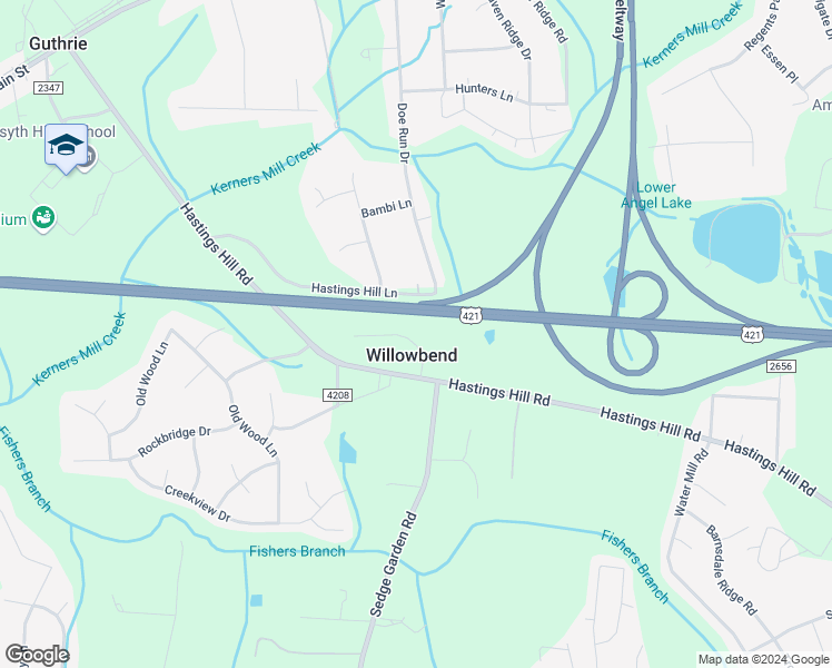 map of restaurants, bars, coffee shops, grocery stores, and more near 145 Amersham Court in Kernersville